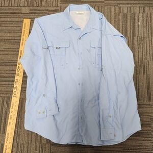 Men's Columbia PFG Long Sleeve Button Down Shirt Size XL Solid Pocket‎